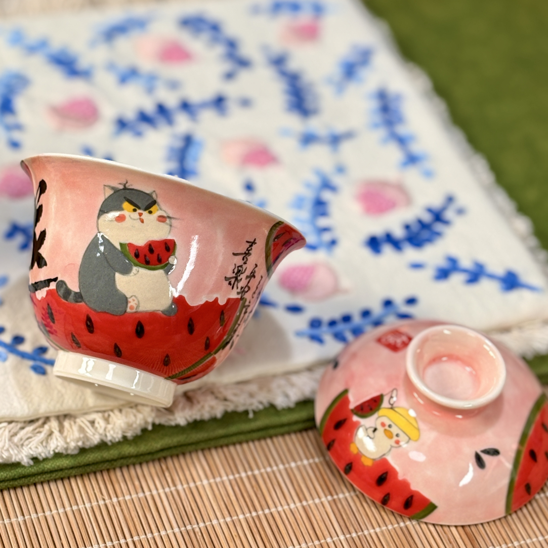 南 一老师 原创手绘 釉下五彩系列茶器 可爱 治愈系