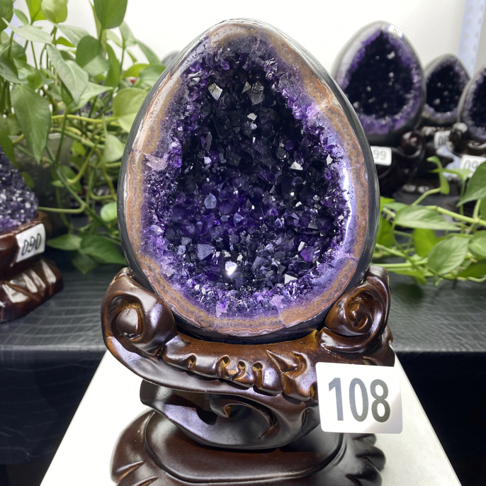 乌拉圭天然紫水晶恐龙蛋紫晶洞钱袋子家居办公室装饰好物