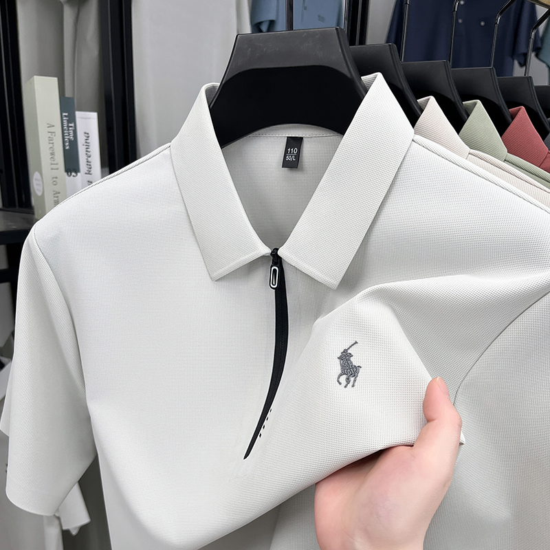 【高档/透气】夏季新款男士短袖polo衫中年休闲免烫男装t恤上衣