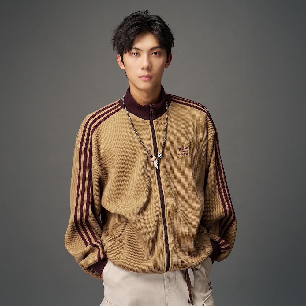 （自提）Adidas三叶草KNIT TRACK TOP华夫格立领宽松夹克外套KC2620