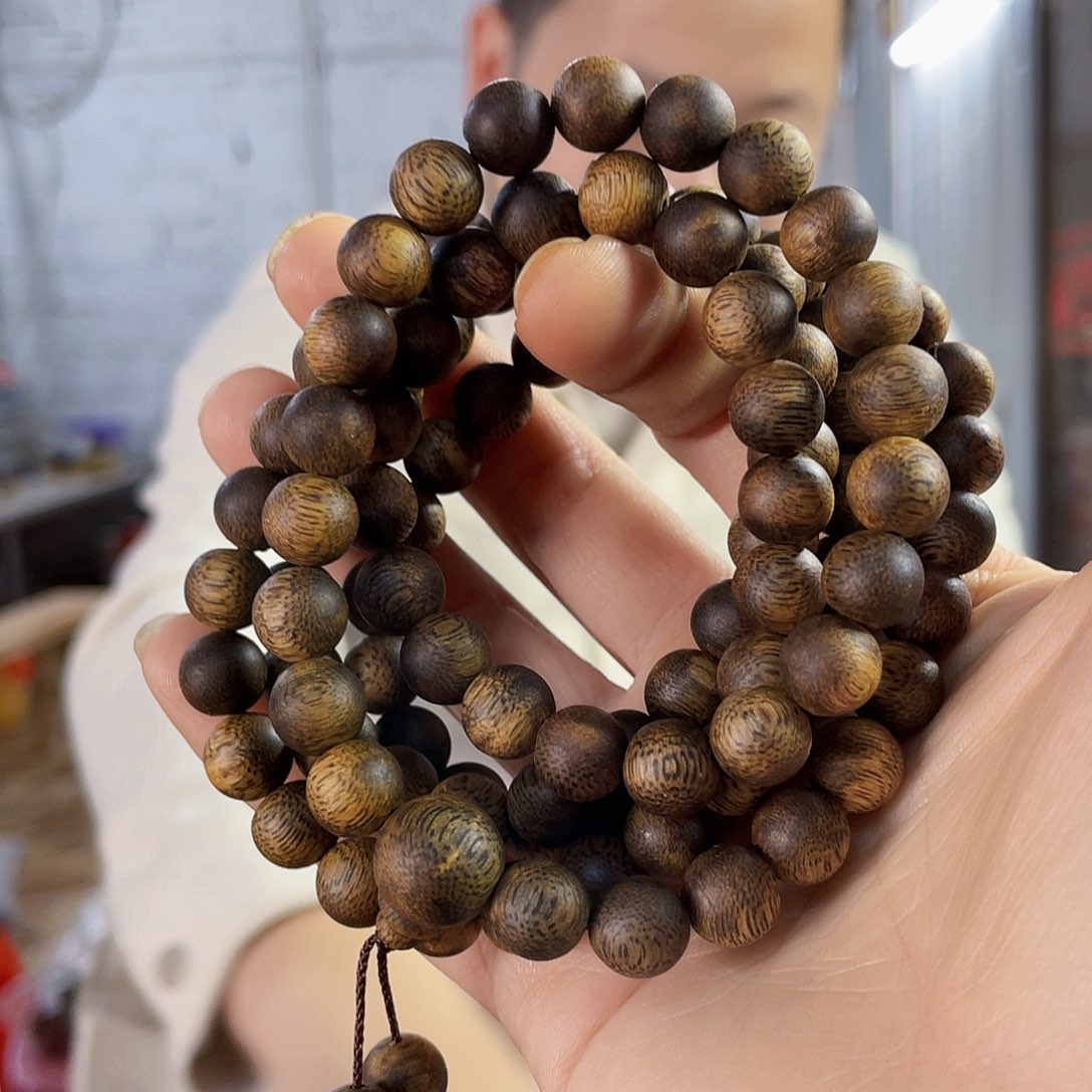 沉香手串海南老白棋圆珠长串0.9/37克多样性发一