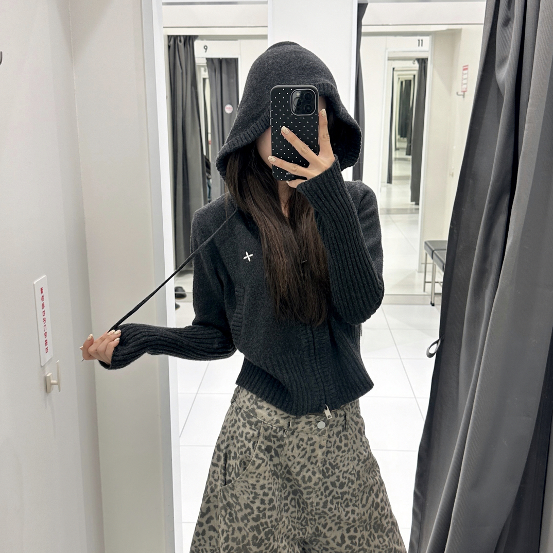 十字风暴 连帽针织外套 拉高腰线比例 秒变大长腿