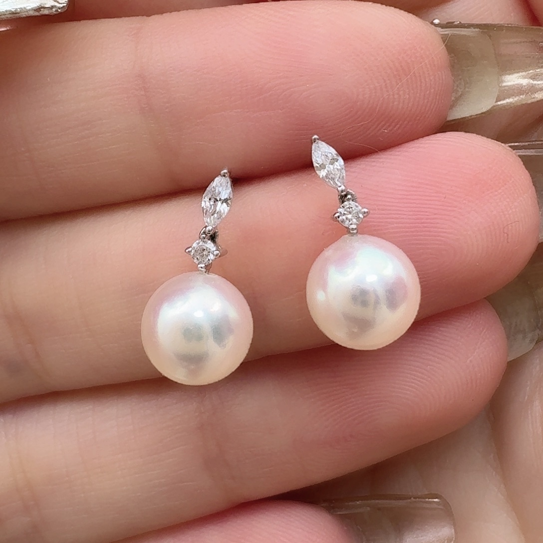 海水珍珠耳饰18K金镶嵌