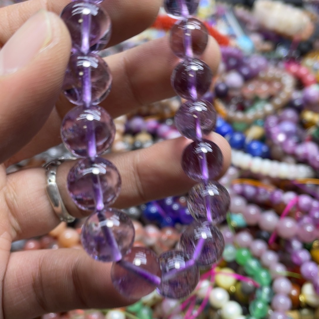 紫晶颈饰银S800镀金镶嵌