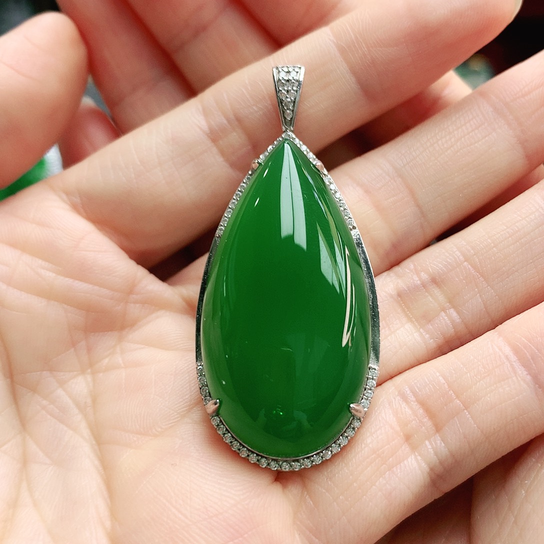 玛瑙/玉髓吊坠银S925镶嵌