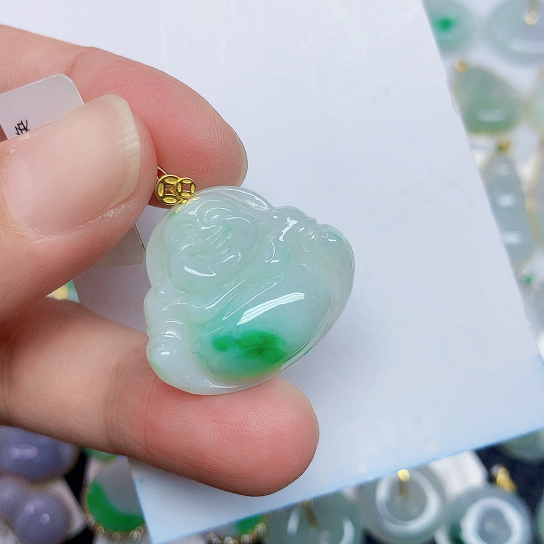 翡翠18K金镶嵌颈饰3455787