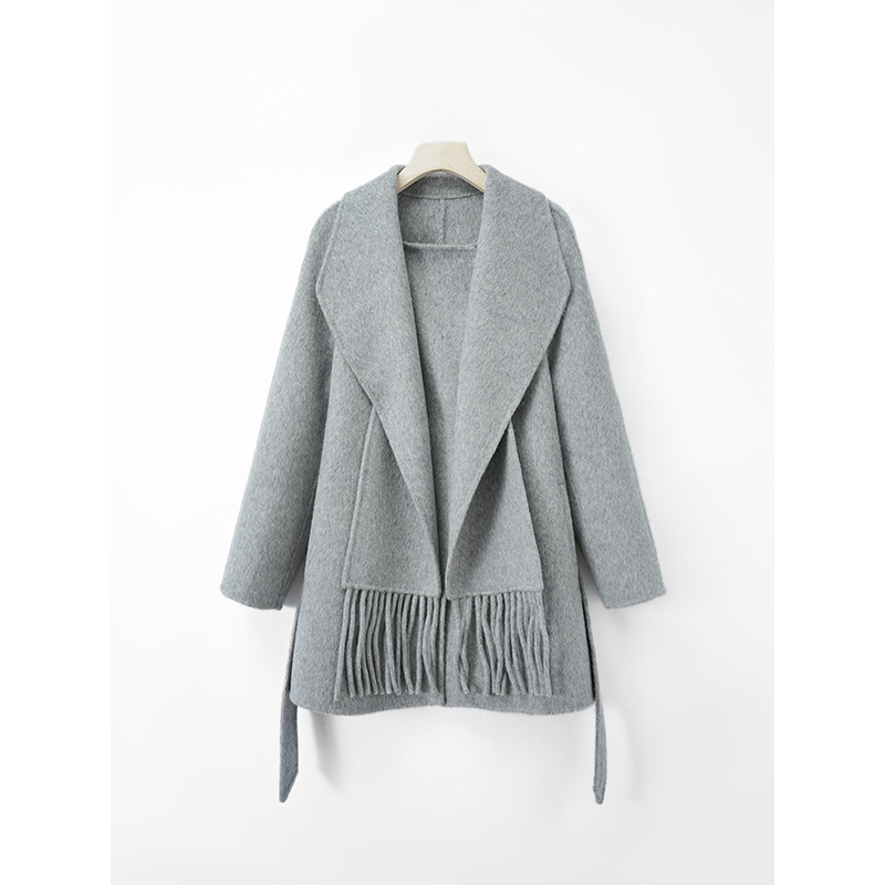 【小乔】双面呢大衣气质短款时尚百搭宽松中长款翻领88196