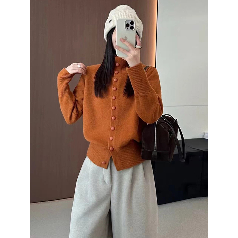 【绿色】3850开衫外套超柔软高品质中领上衣