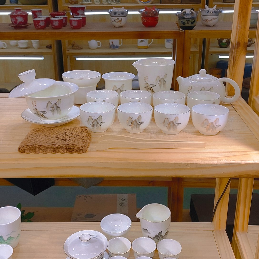 【不止】羊脂玉瓷茶具套装