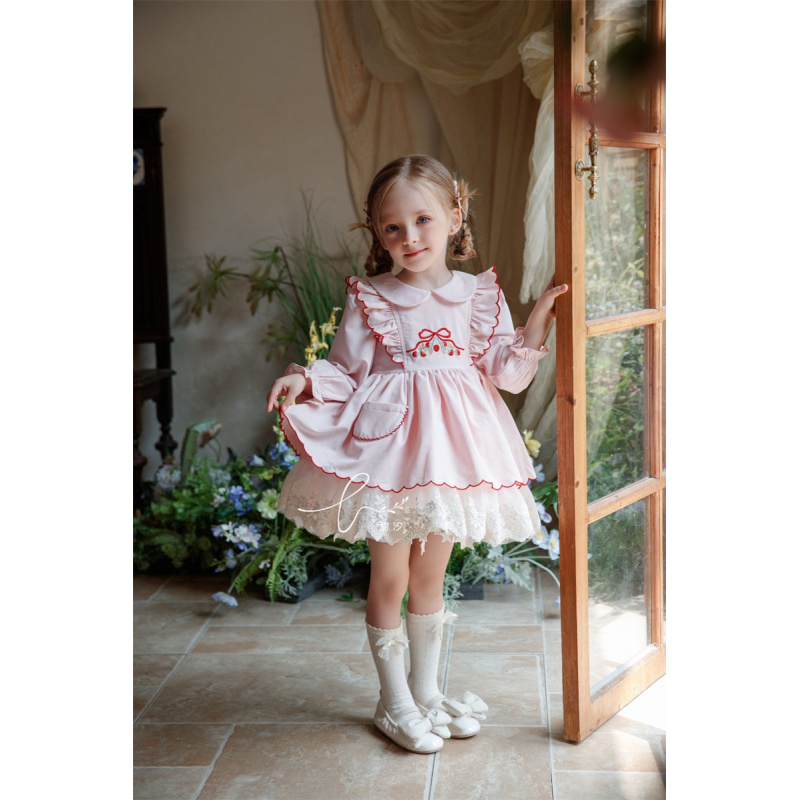 甜汐·25冬~红花边长袖连衣裙86258（童装）