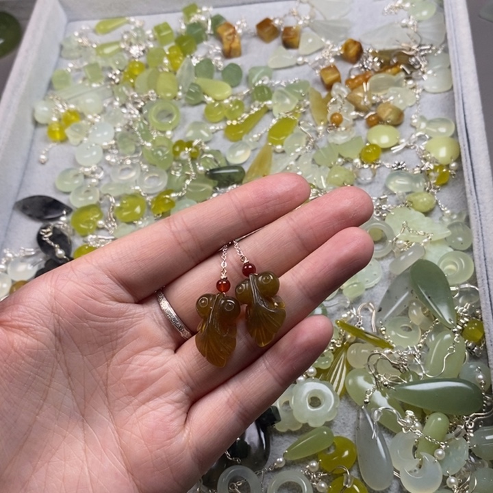 蛇纹石玉未镶嵌挂件耳饰耳环项链