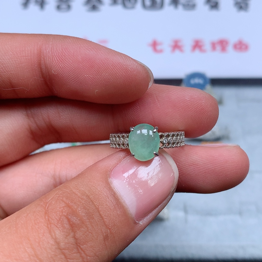 翡翠戒指银S925镶嵌戒指