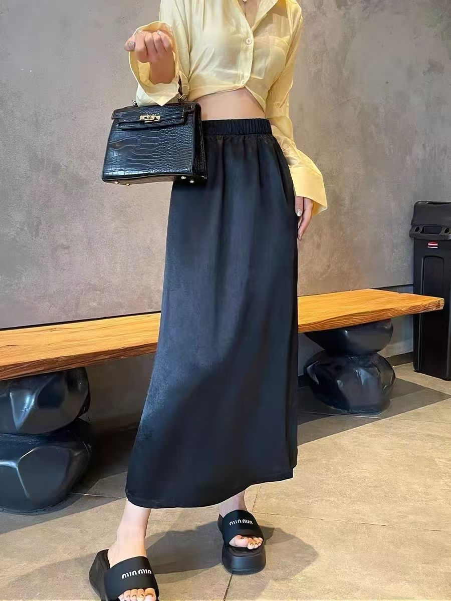 25030#半裙显瘦气质牛仔高腰时尚休闲百搭开叉