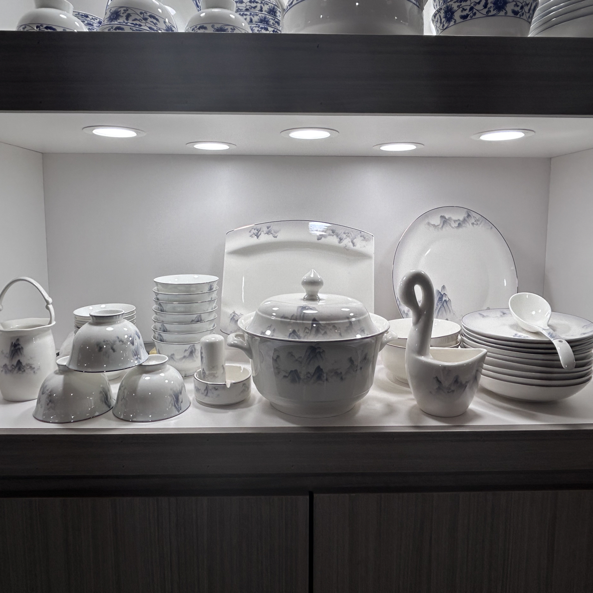 水墨江山正宗景德镇陶瓷套装60头高岭土高温陶瓷乔迁结婚送礼家用