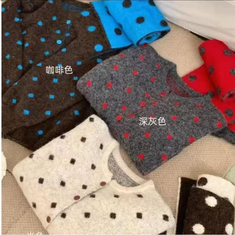 【配围巾】韩波点软糯百搭毛衣外套女秋冬新宽松显瘦加厚针织开衫