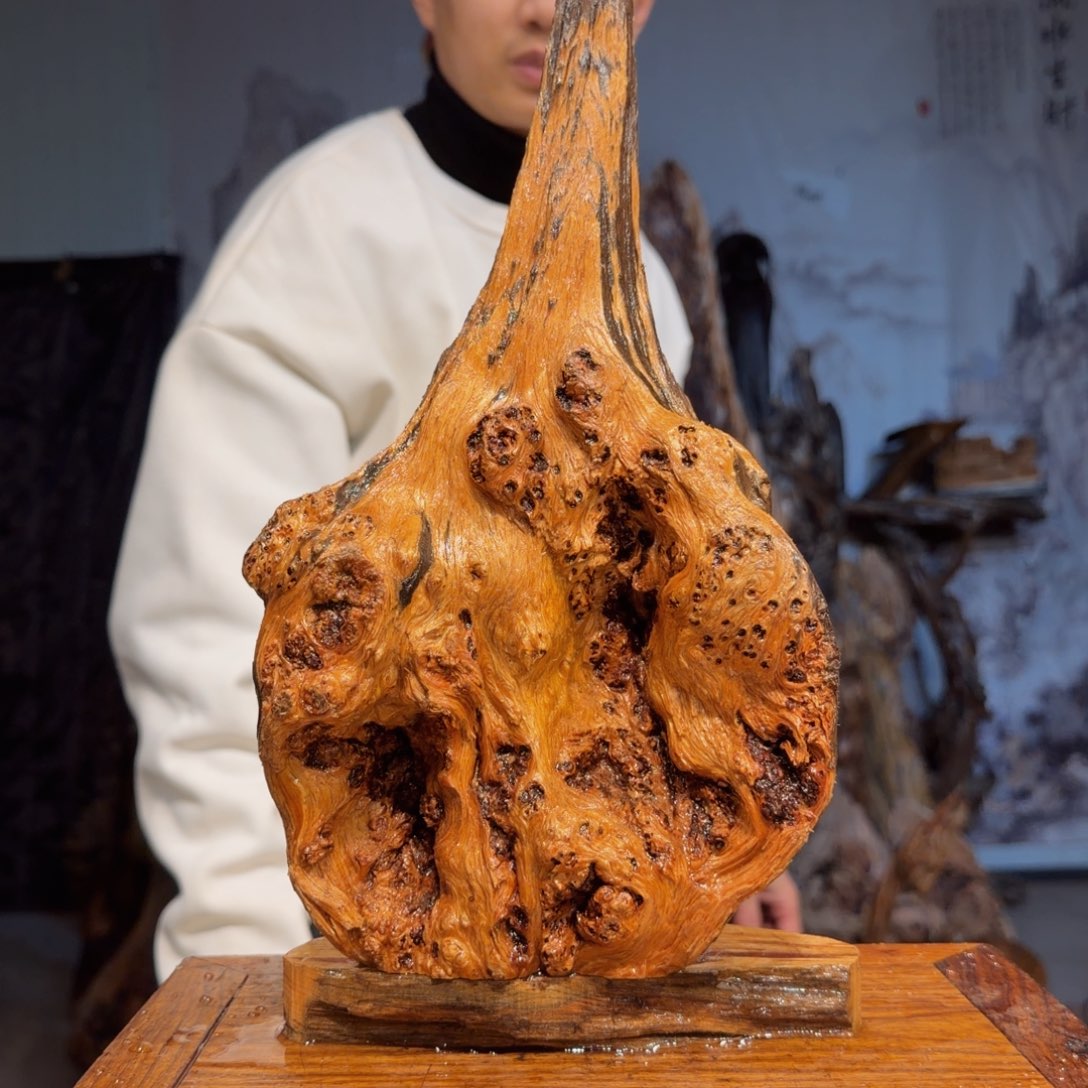 刚***！木三丰琥珀木 天然摆件48