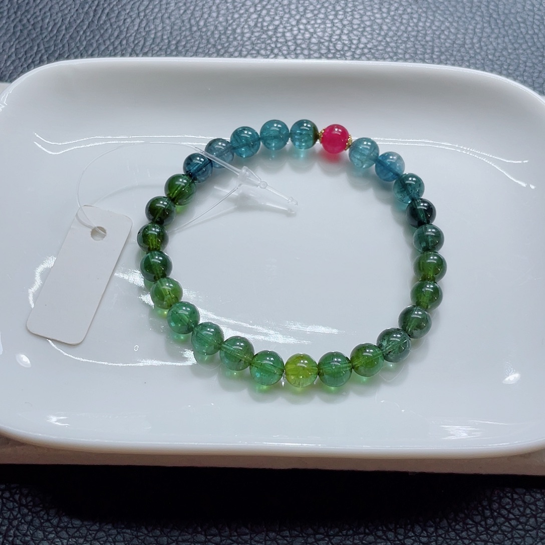 手链碧玺未镶嵌稀有蓝绿配色