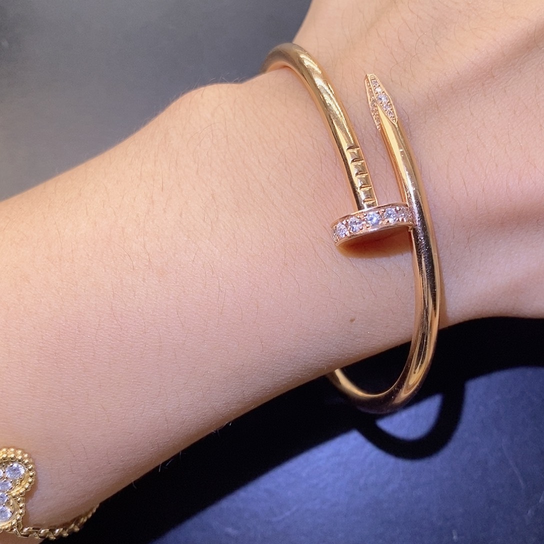 余***就18K金镶嵌手镯钻石钉子手镯k玫