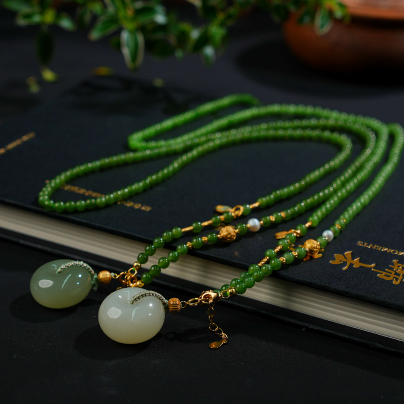 【阿茶专属】S925和田玉晴水平安扣搭珠链项链