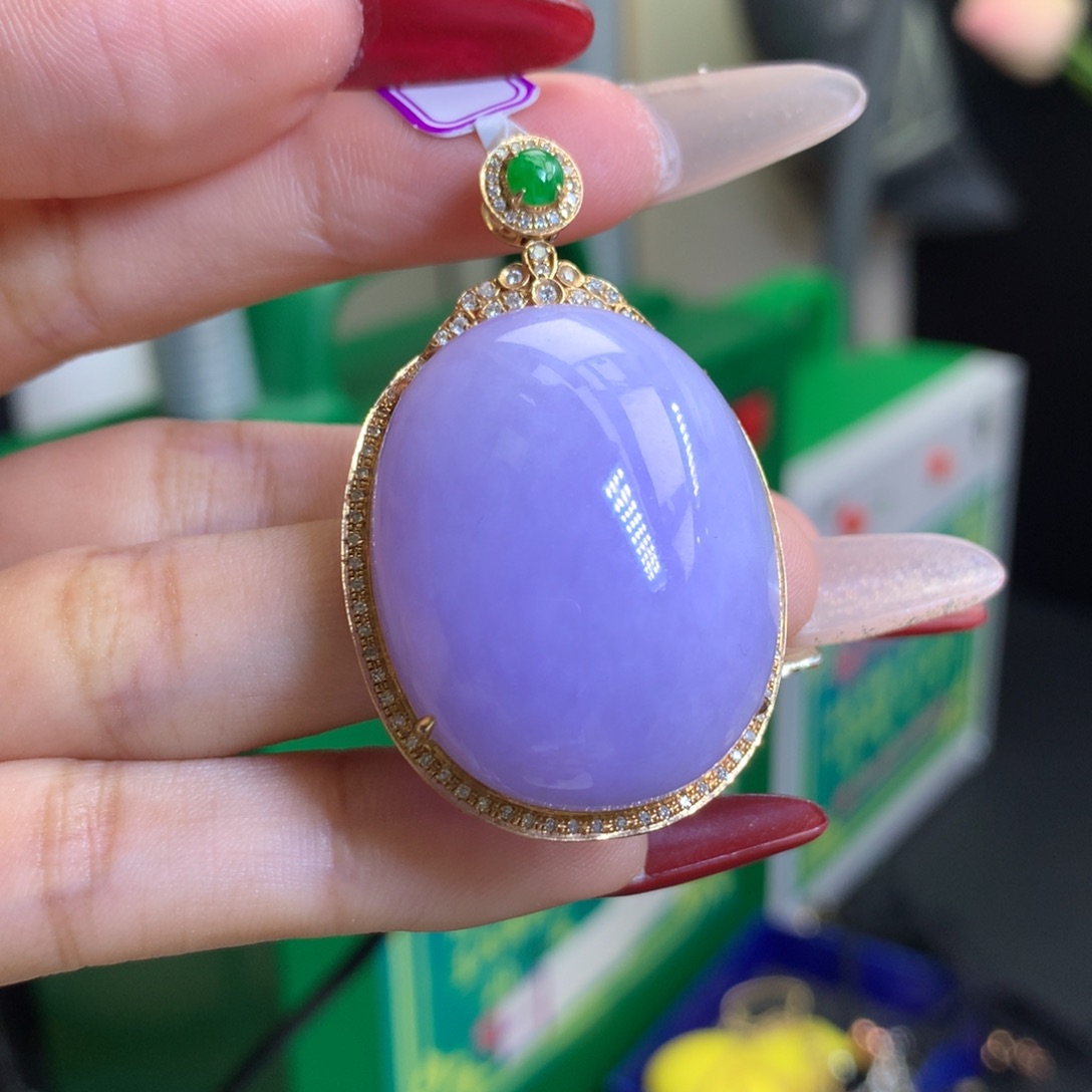 翡翠颈饰18K金镶嵌加****店天然