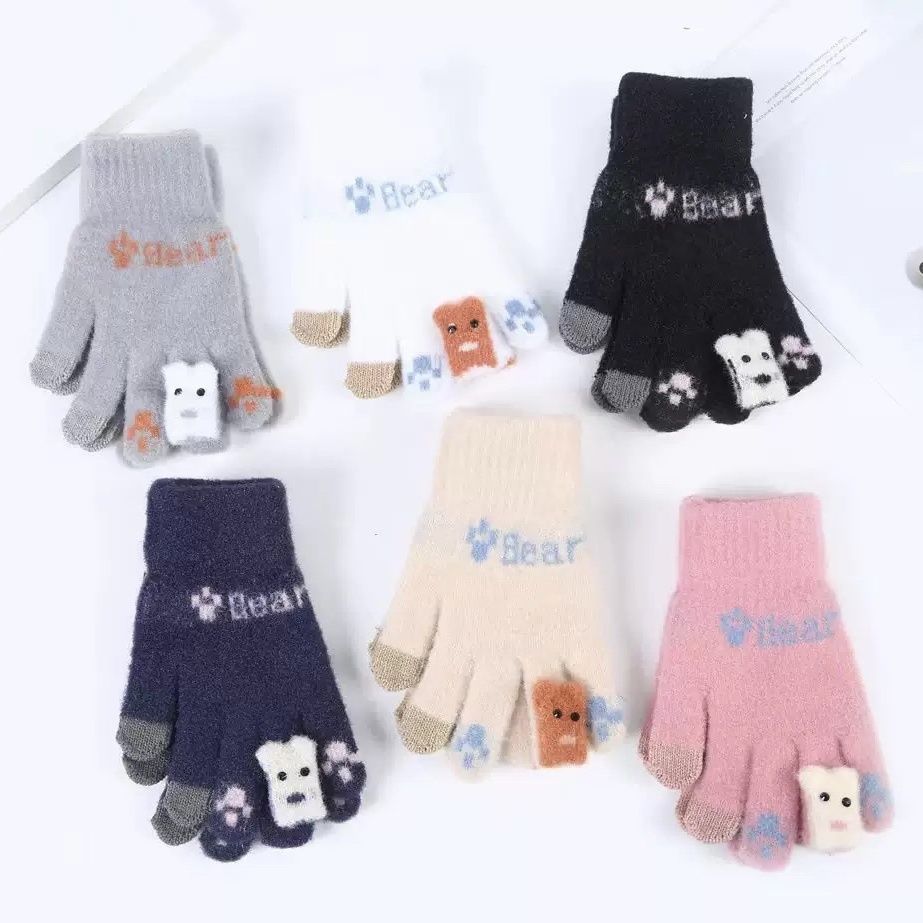 女士秋冬针织手套可爱触屏保暖适合骑行学生用