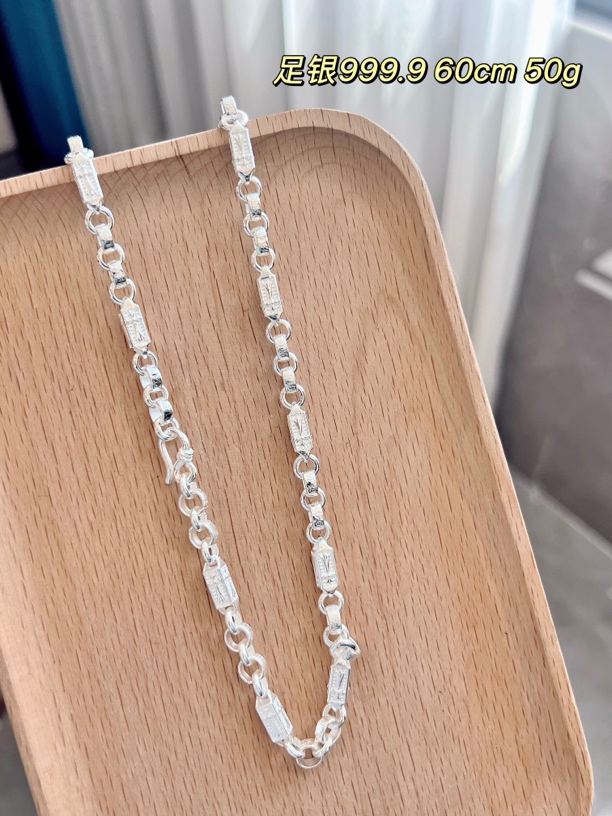 链子足银 纯银999六字真言项链