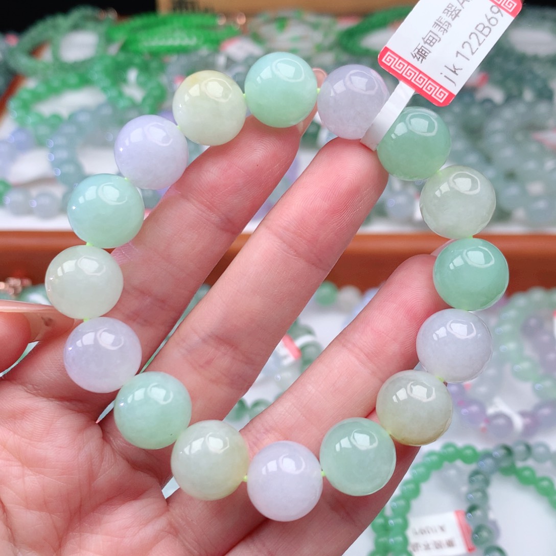 翡翠手链未镶嵌健****家翡翠13mm