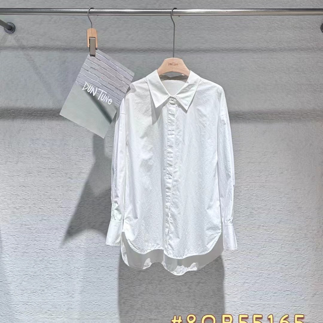 小众韩版设计感秋季女装 polo中长款衬衫