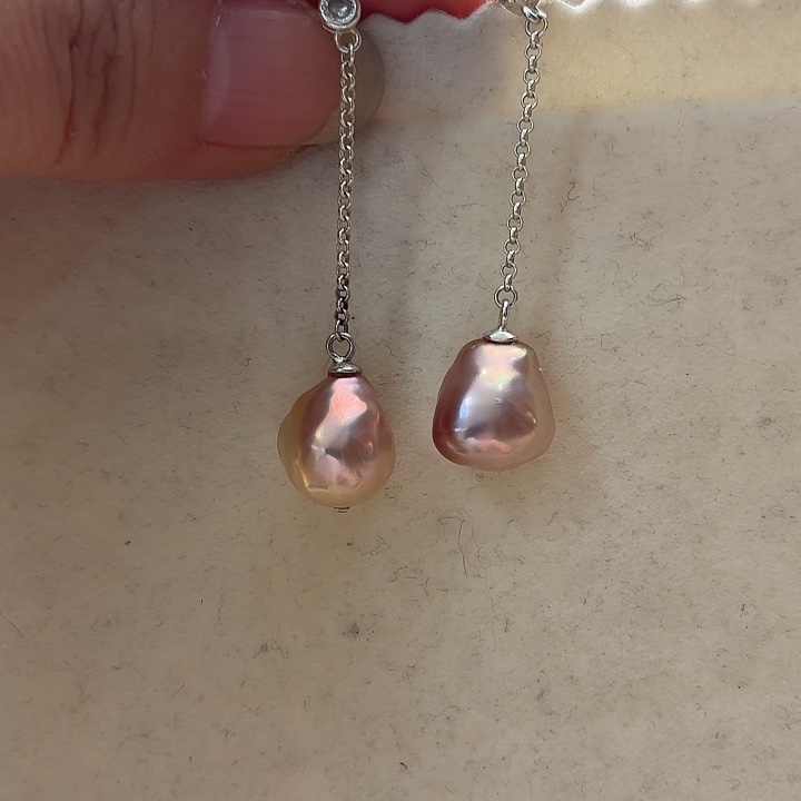 银S925镶嵌耳饰淡水珍珠