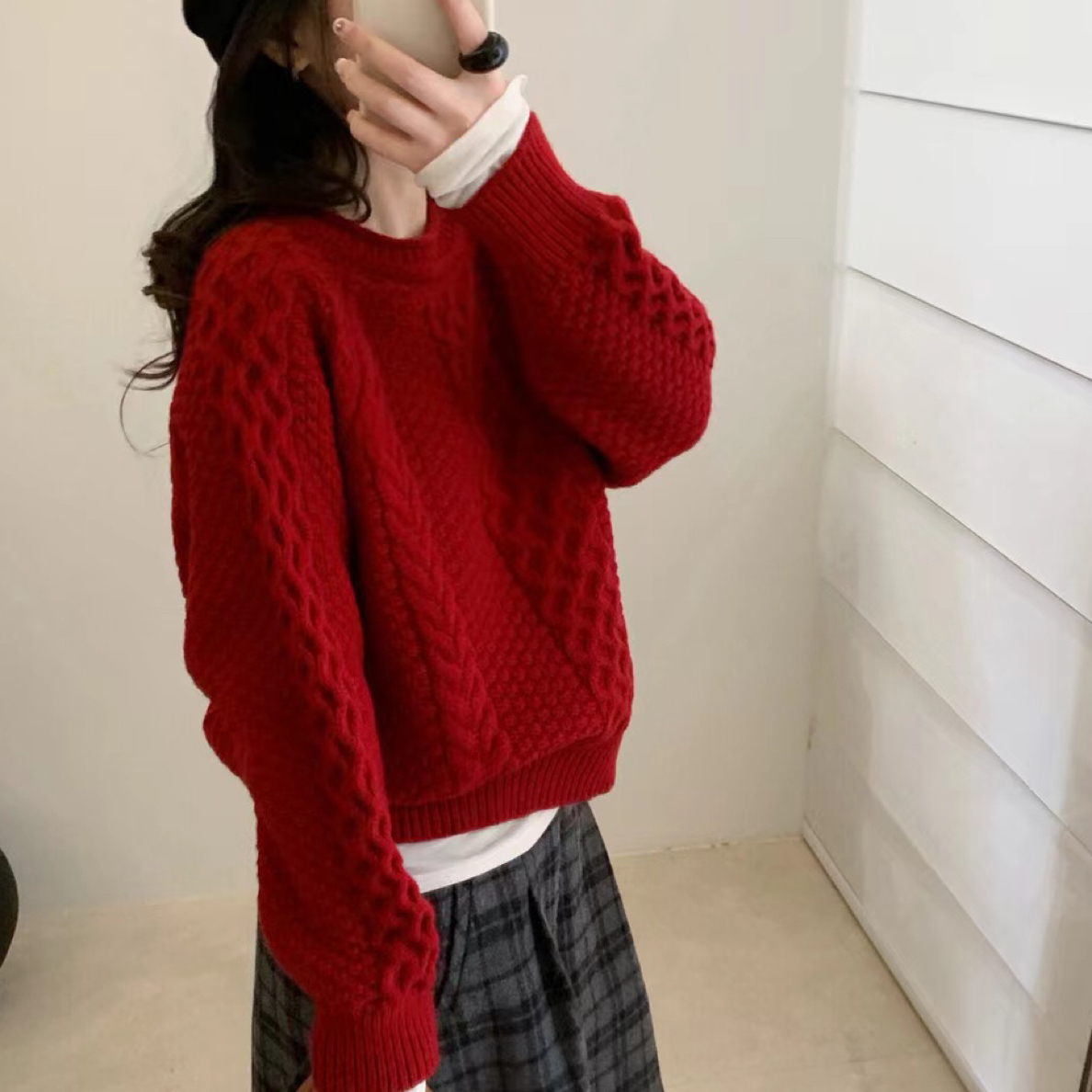 麻花毛衣女秋冬加厚上衣小个子韩版宽松百搭套头打底衫圆领针织衫