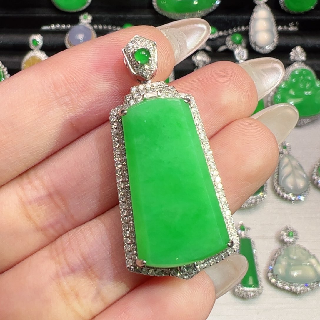 翡翠18K金镶嵌吊坠(不含链)