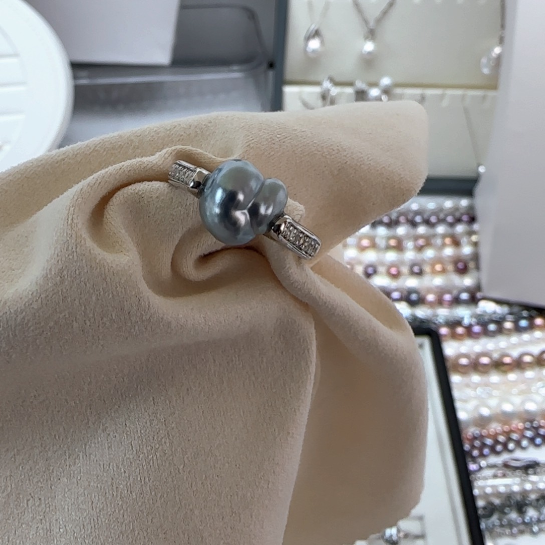 海水珍珠戒指银S925镶嵌