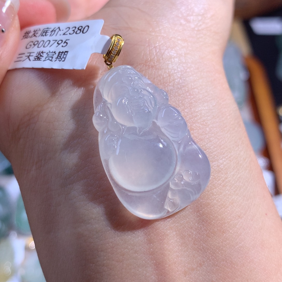 翡翠颈饰18K金镶嵌财财