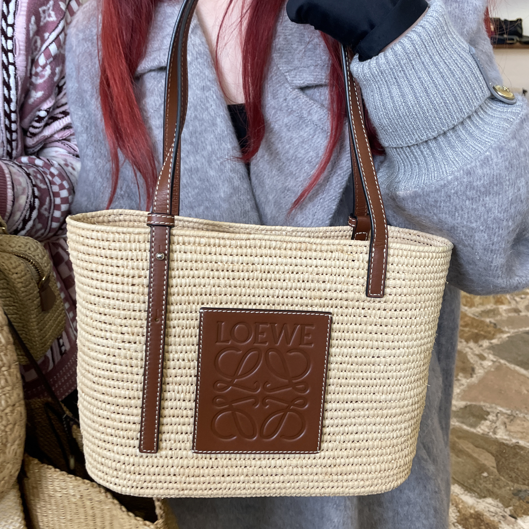 95新 LOEWE/罗意威 夏七中古/罗意威藤编单肩包