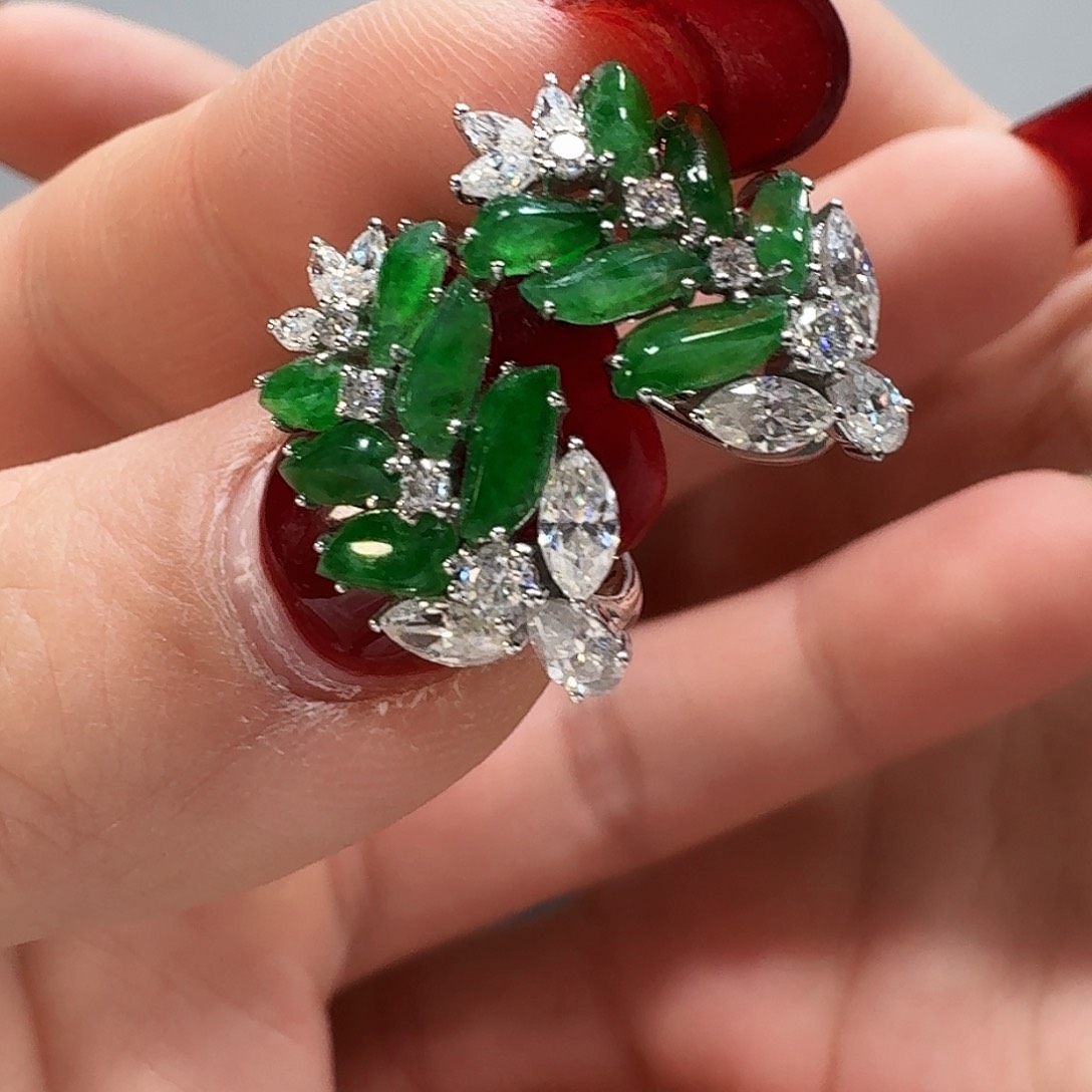 翡翠耳饰18K金镶嵌豹*耳饰