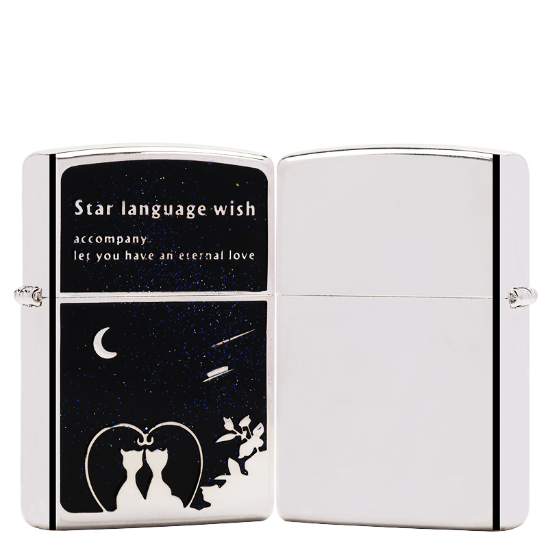 ZIPPO/之宝官方【星沙石猫咪相伴】正品煤油打火机KF-DF