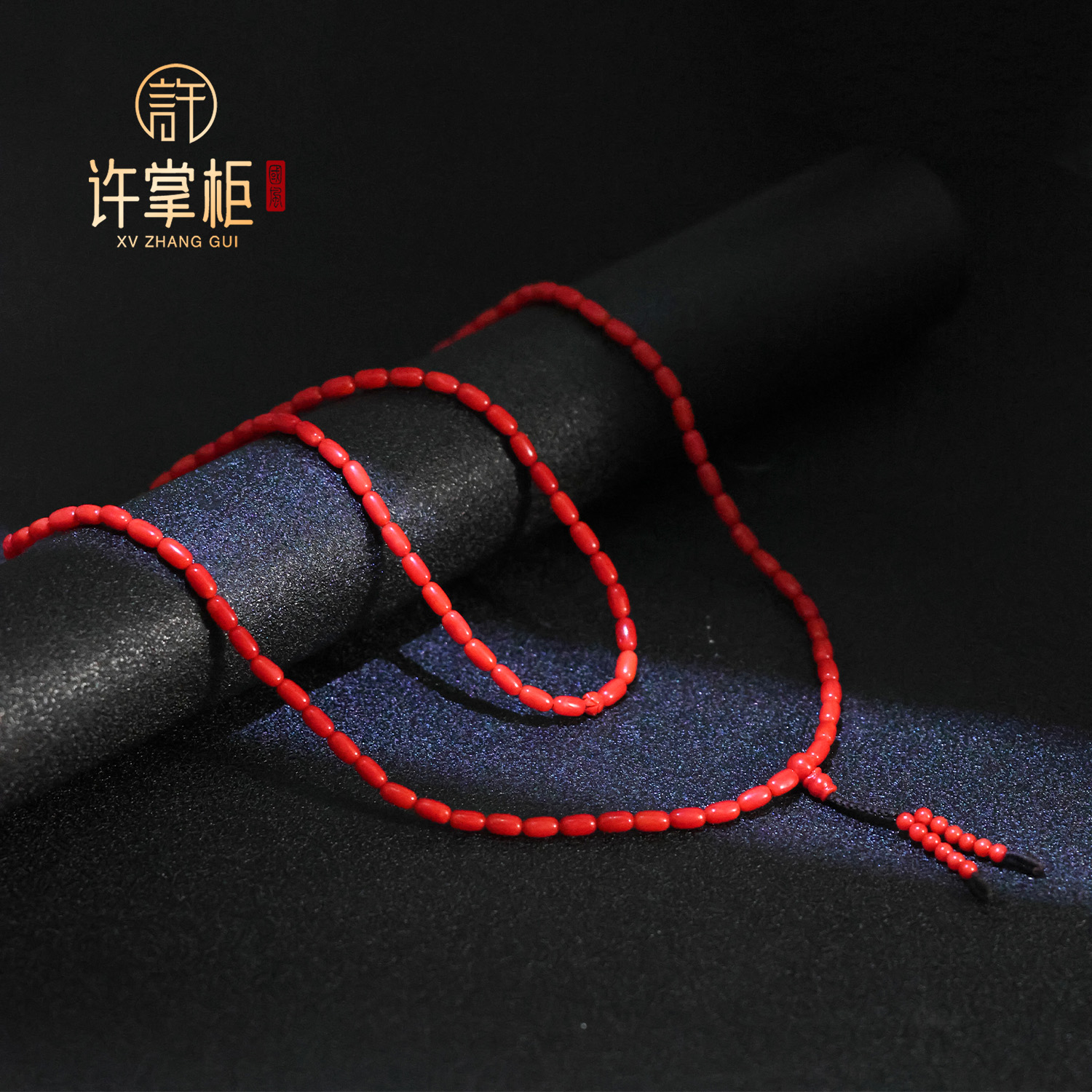 许掌柜｜天然珊瑚长桶珠DIY莲花配饰项链百搭精致个性气质精美优雅