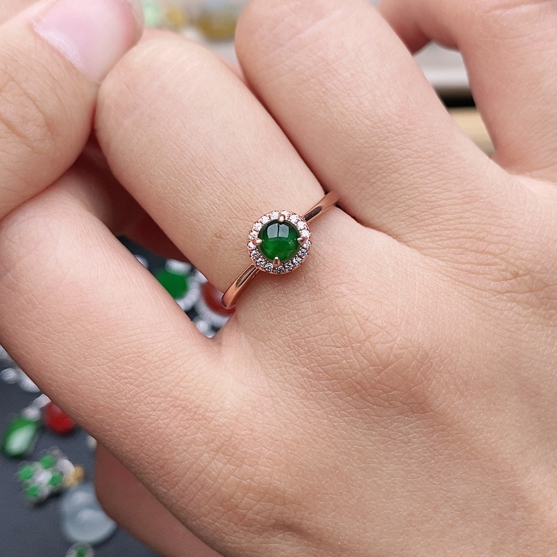 翡翠银S925镶嵌戒指