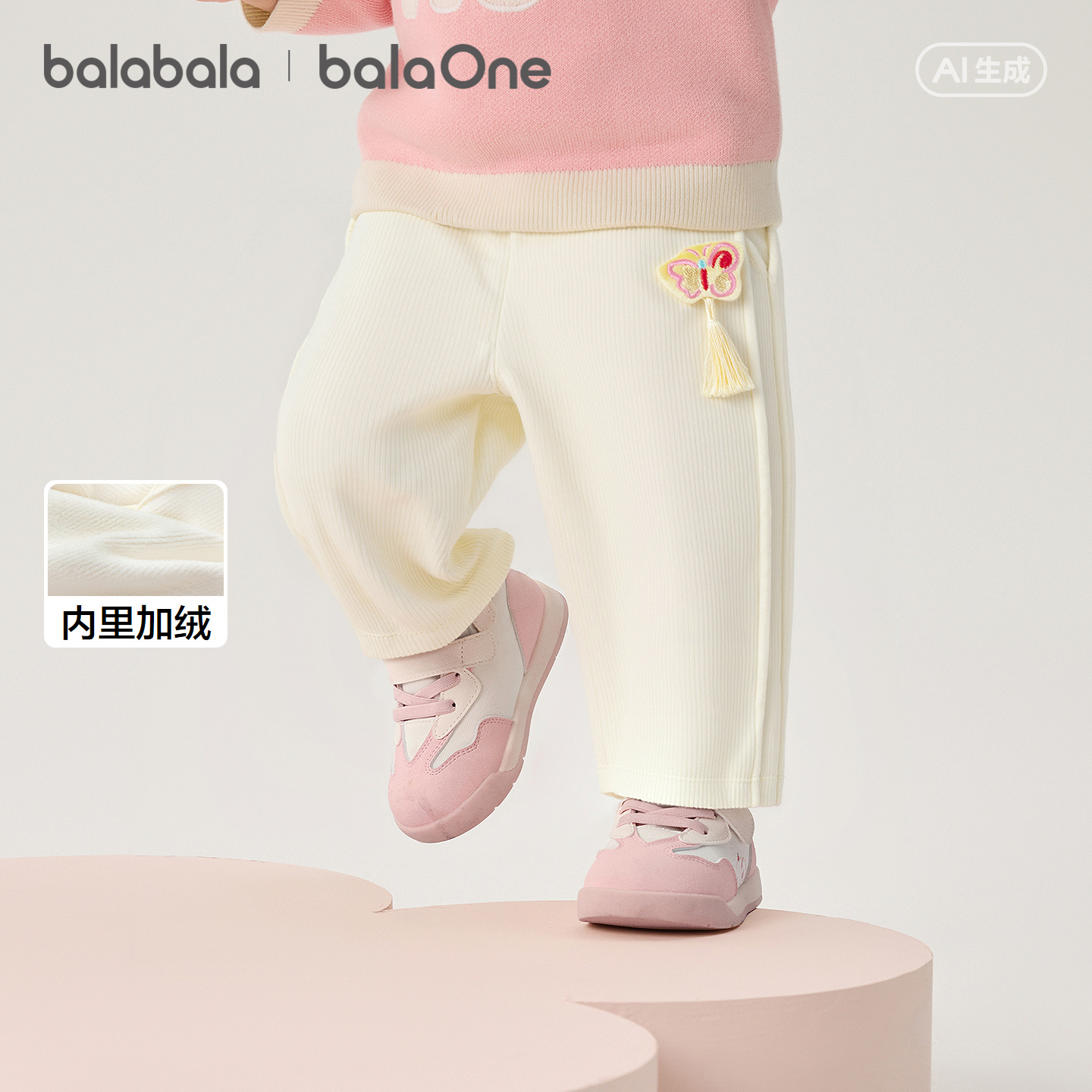 【balaOne】巴拉巴拉童装儿童长裤女童2026年新款春装休闲直筒裤