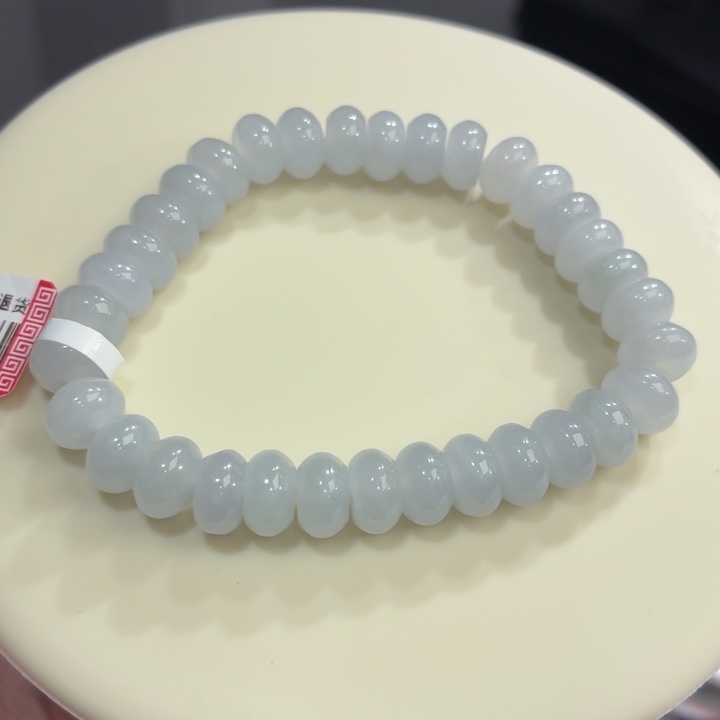 未镶嵌手链翡翠冰胶蓝底鼓珠卡8.9