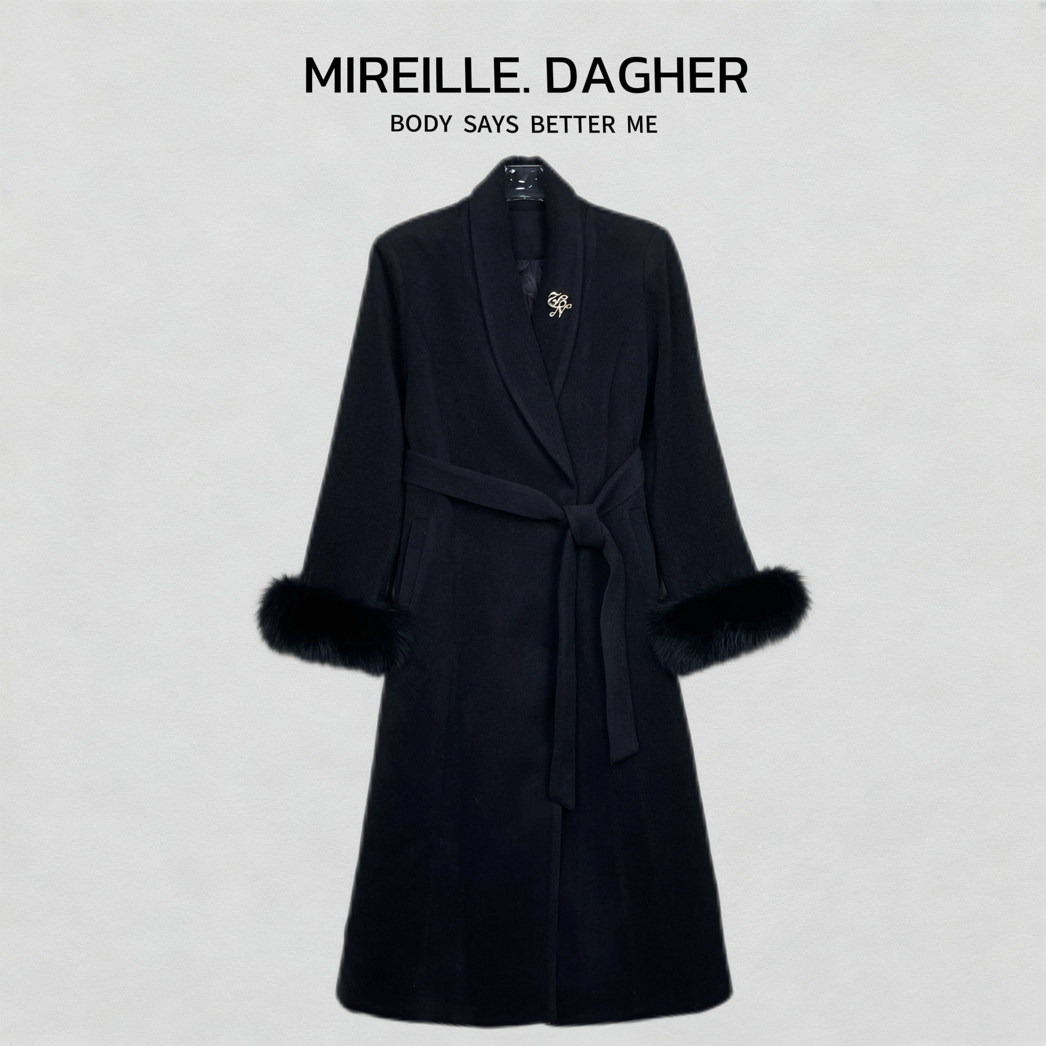 米莱Jiaer/新款时尚显瘦收腰V领羽绒内胆长款大衣29755