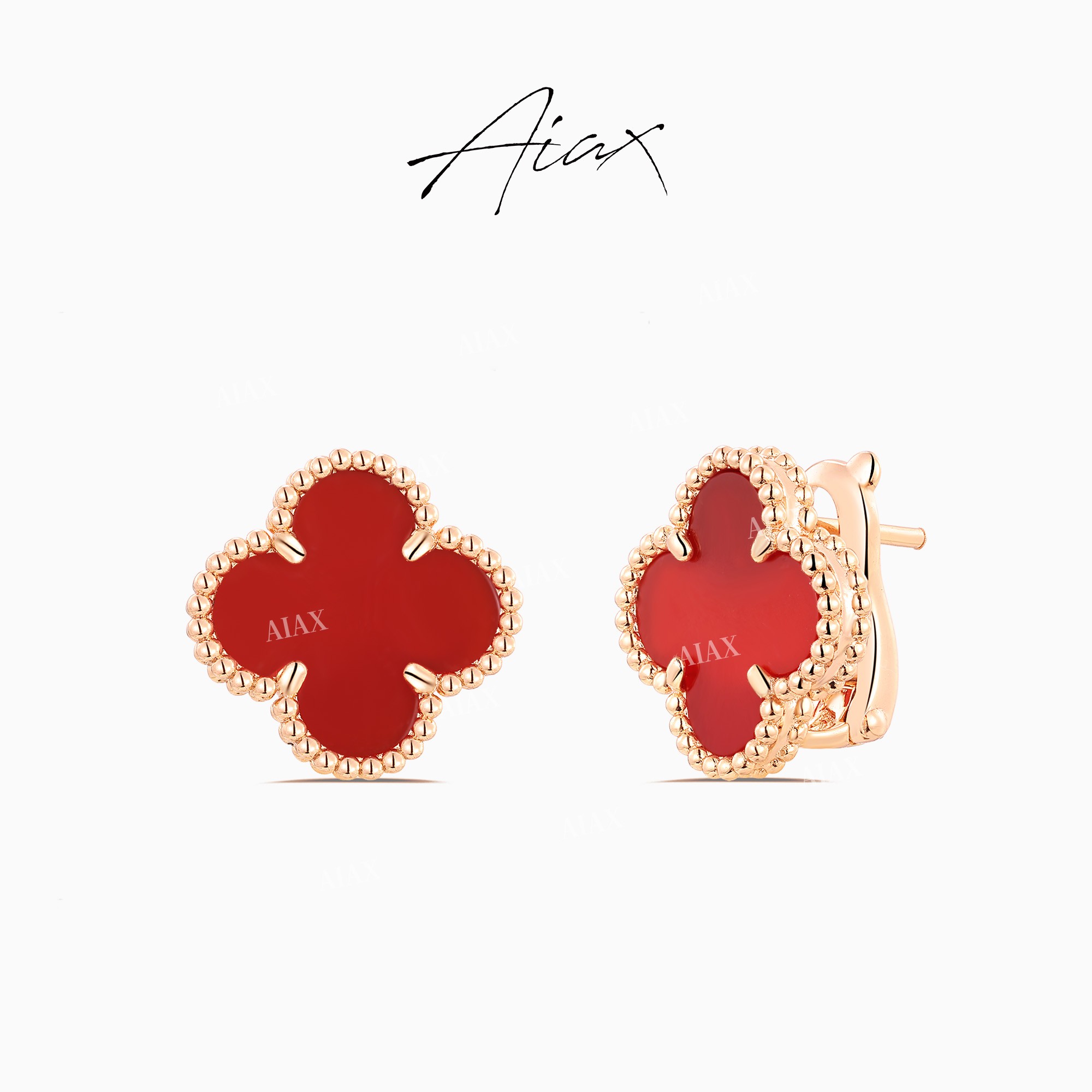 AIAX 618 夏上新【阿罕布拉】轻奢首饰经典幸运四叶耳环TSL1407