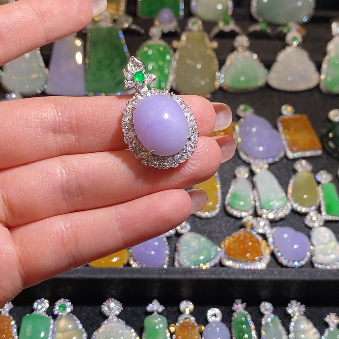 颈饰银S925镶嵌翡翠w*天然翡翠