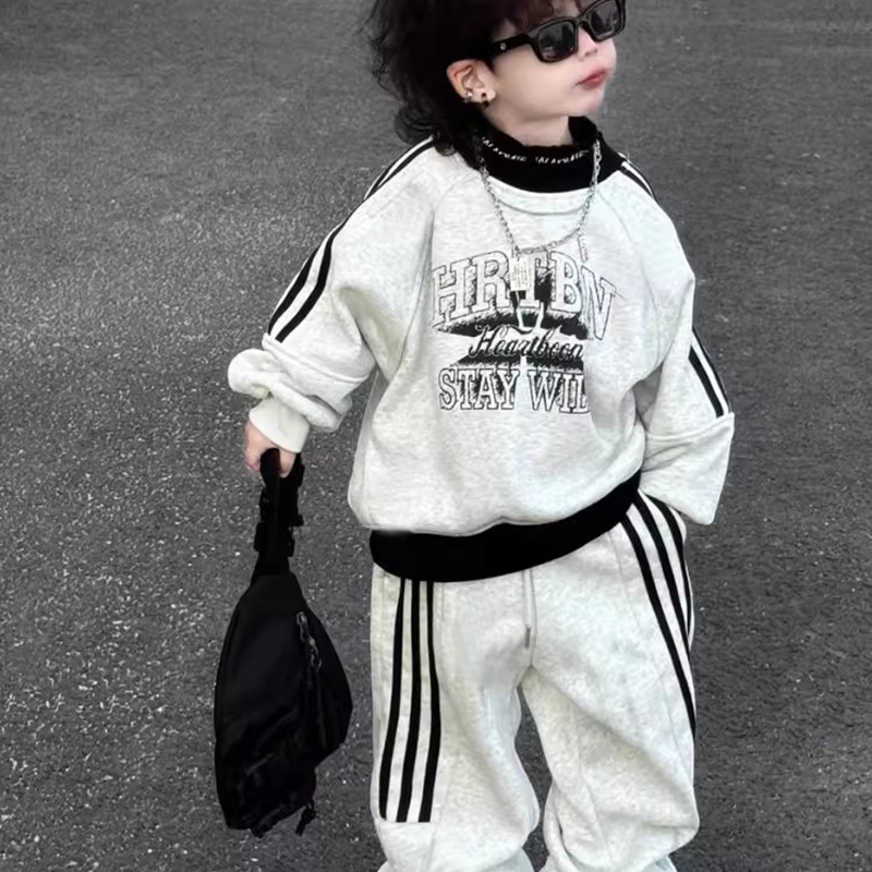 【实体高货】儿童秋韩版棉质卫衣套装洋气卫衣卫裤男女童休闲中大童