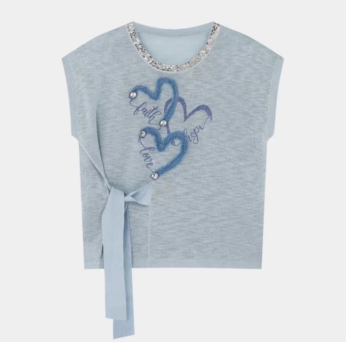 9374轻奢圆领无袖针织衫女夏季时尚减龄洋气薄款上衣T恤