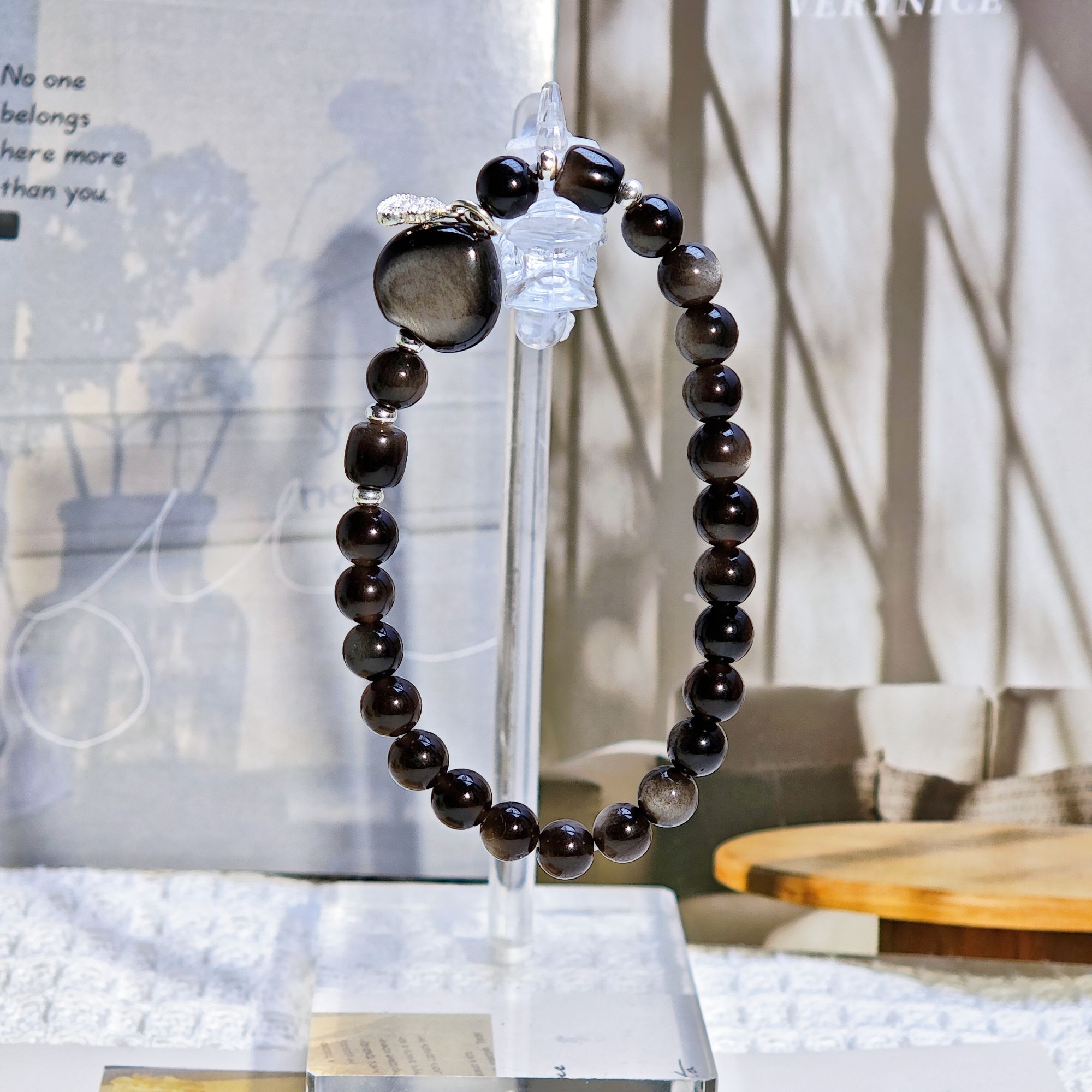 【楠楠木】银曜石设计款单款手链(墨韵冰心) 多样性发一