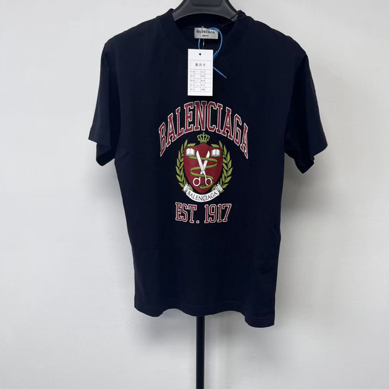 未使用 Balenciaga/巴黎世家 字母Logo印花圆领休闲短袖