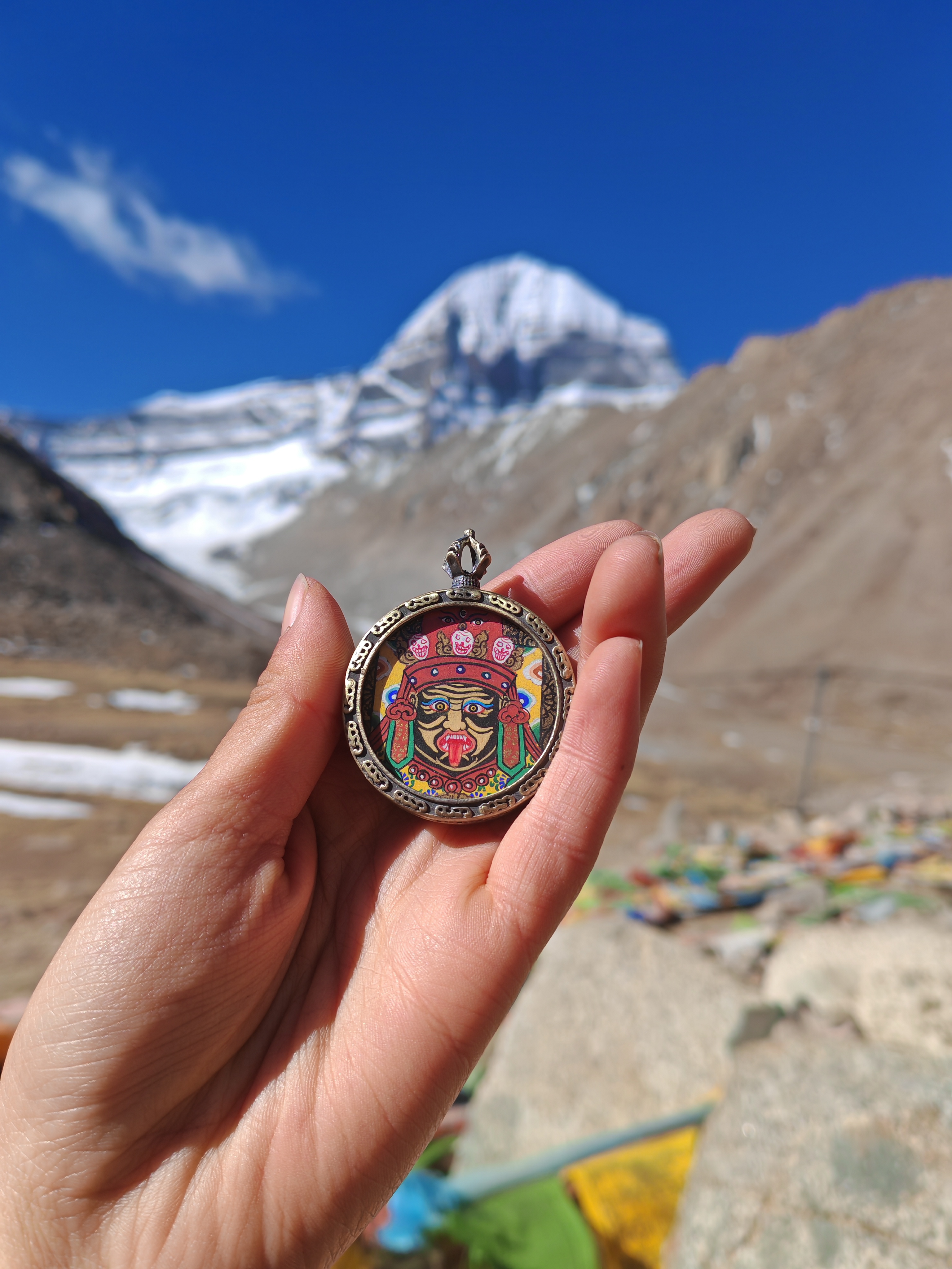 【冈仁波齐直发】3.5尺寸扎基拉姆小唐卡 混合颜料（阿里走54）