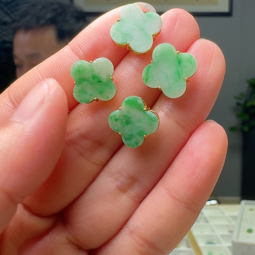 翡翠银S925镶嵌耳饰多样性发货其一