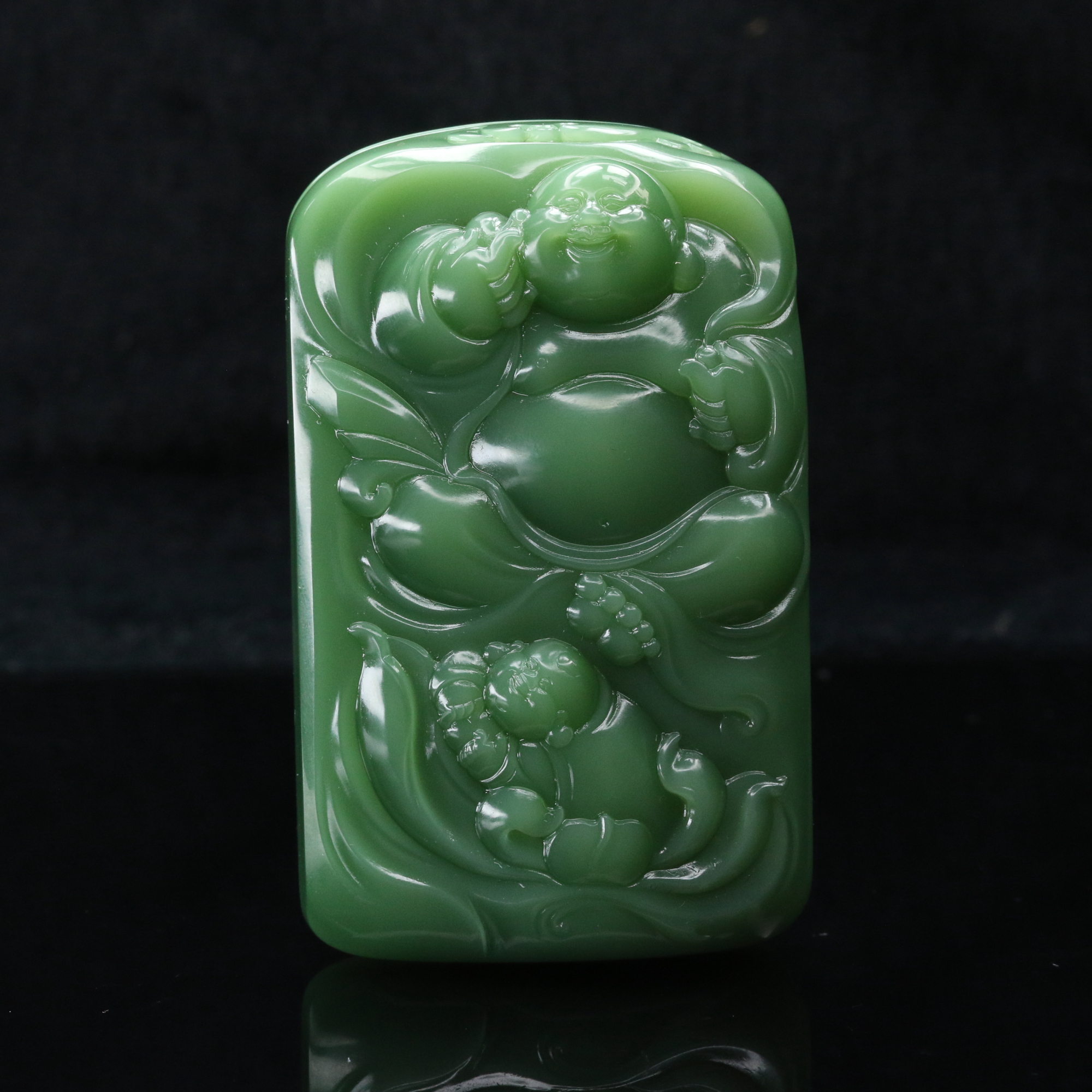 46和田玉俄七碧玉粉青活猫吊坠（钟文杰作）/000625北京中保拍卖